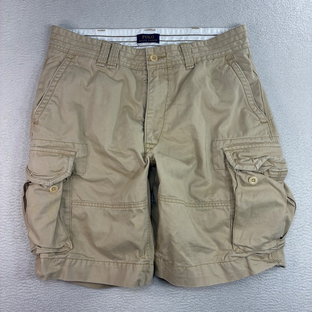 Polo Ralph Lauren Cargo Shorts Men 35x10 Tan Chino Classic Military‎ Baggy Army